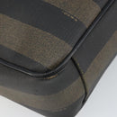 FENDI Pecan Canvas Tote Bag Brown Black Auth 168489-16