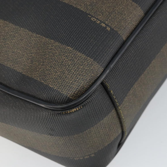 FENDI Pecan Canvas Tote Bag Brown Black Auth 168489