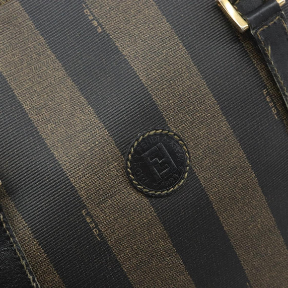 FENDI Pecan Canvas Tote Bag Brown Black Auth 168489