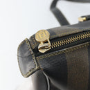 FENDI Pecan Canvas Tote Bag Brown Black Auth 168489-10