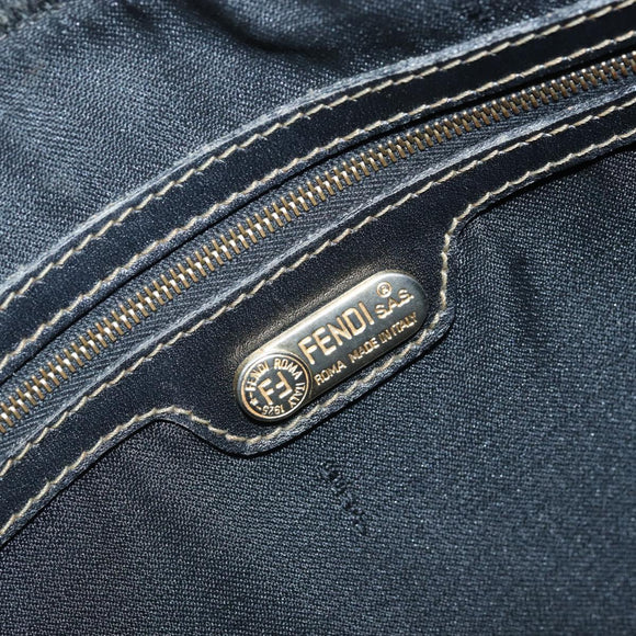 FENDI Pecan Canvas Tote Bag Brown Black Auth 168489