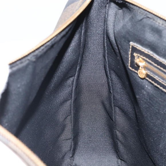 FENDI Pecan Canvas Tote Bag Brown Black Auth 168489