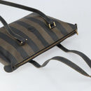 FENDI Pecan Canvas Tote Bag Brown Black Auth 168489-6