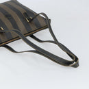 FENDI Pecan Canvas Tote Bag Brown Black Auth 168489-7