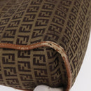FENDI Zucchino Canvas Hand Bag Beige Gold Auth 168496-14