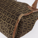 FENDI Zucchino Canvas Hand Bag Beige Gold Auth 168496-15