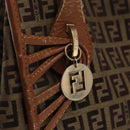 FENDI Zucchino Canvas Hand Bag Beige Gold Auth 168496-17