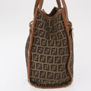 FENDI Zucchino Canvas Hand Bag Beige Gold Auth 168496-5