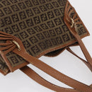 FENDI Zucchino Canvas Hand Bag Beige Gold Auth 168496-7