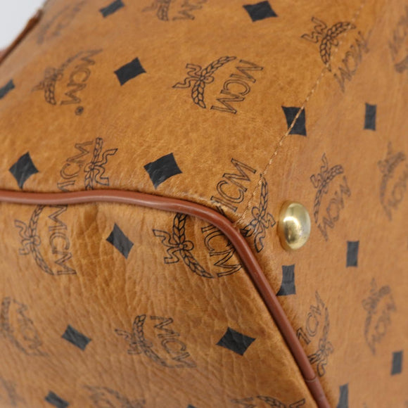 MCM Vicetos Logogram Hand Bag PVC Leather Brown Gold Auth 168498