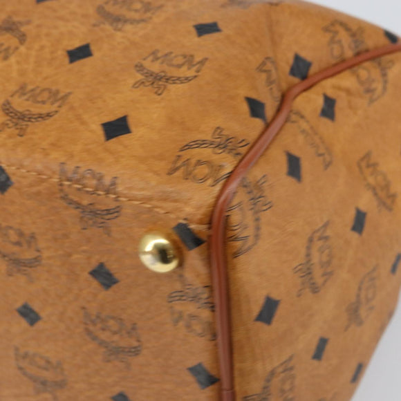 MCM Vicetos Logogram Hand Bag PVC Leather Brown Gold Auth 168498