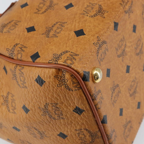 MCM Vicetos Logogram Hand Bag PVC Leather Brown Gold Auth 168498
