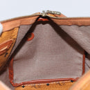 MCM Vicetos Logogram Hand Bag PVC Leather Brown Gold Auth 168498-17