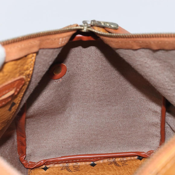 MCM Vicetos Logogram Hand Bag PVC Leather Brown Gold Auth 168498