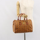 MCM Vicetos Logogram Hand Bag PVC Leather Brown Gold Auth 168498-20