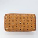 MCM Vicetos Logogram Hand Bag PVC Leather Brown Gold Auth 168498-5