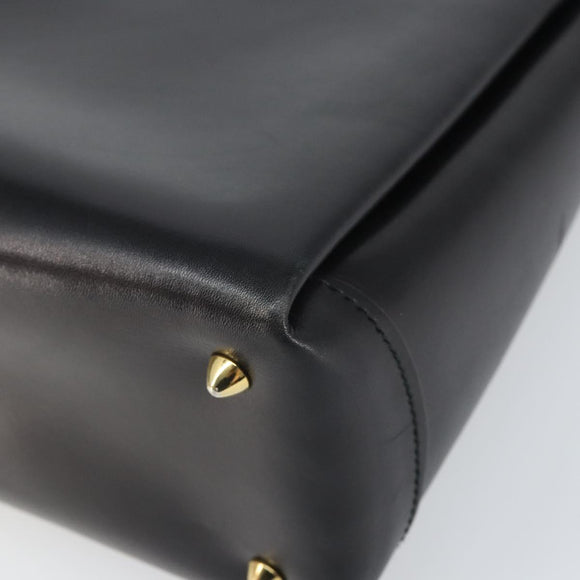 GUCCI Handtasche Leder Schwarz Gold Auth 168499