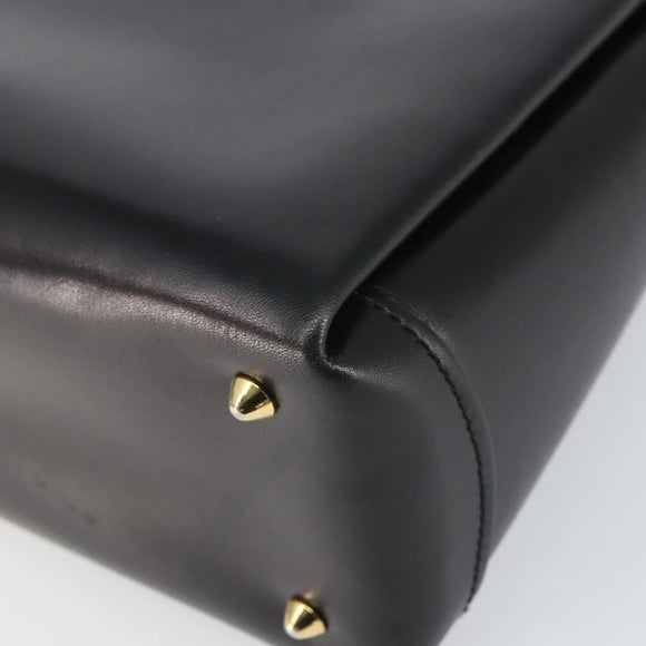 GUCCI Handtasche Leder Schwarz Gold Auth 168499