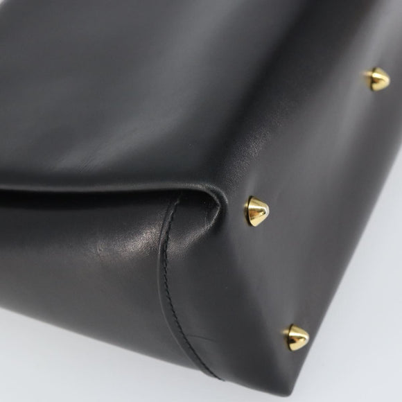 GUCCI Handtasche Leder Schwarz Gold Auth 168499