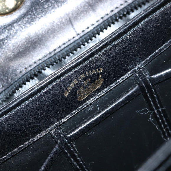 GUCCI Handtasche Leder Schwarz Gold Auth 168499