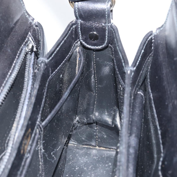 GUCCI Handtasche Leder Schwarz Gold Auth 168499