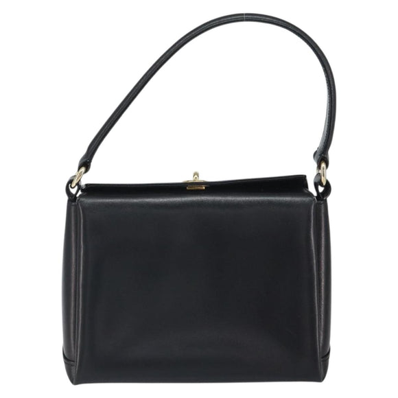 GUCCI Handtasche Leder Schwarz Gold Auth 168499