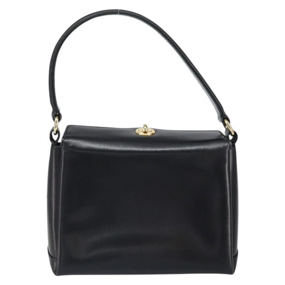 GUCCI Handtasche Leder Schwarz Gold Auth 168499