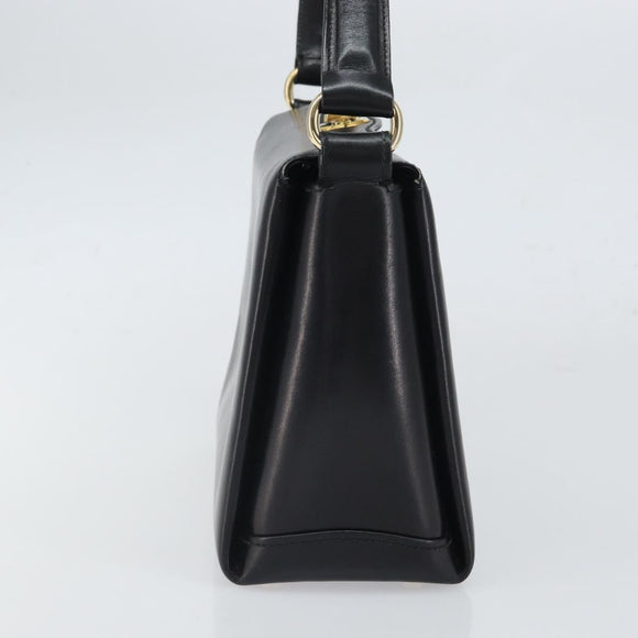 GUCCI Handtasche Leder Schwarz Gold Auth 168499