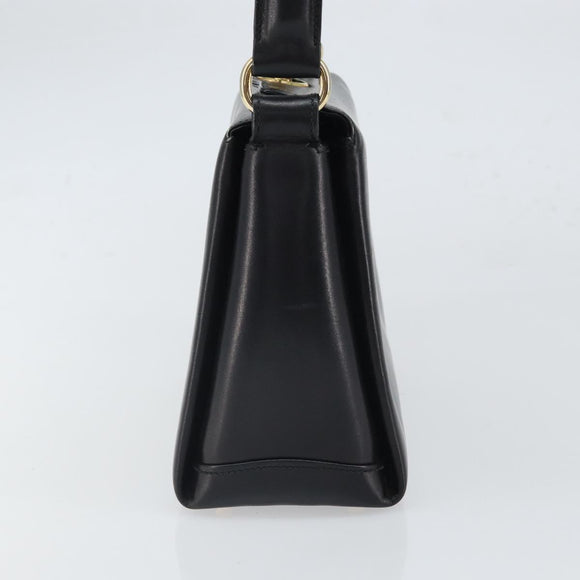 GUCCI Handtasche Leder Schwarz Gold Auth 168499