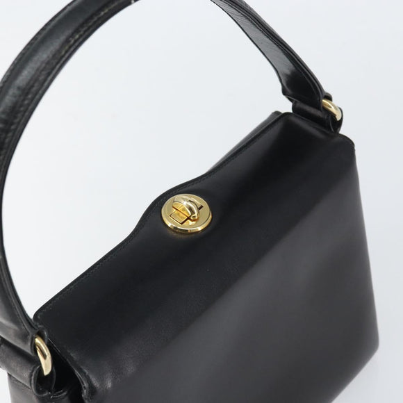 GUCCI Handtasche Leder Schwarz Gold Auth 168499