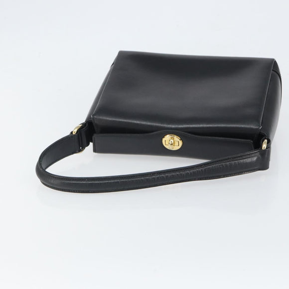 GUCCI Handtasche Leder Schwarz Gold Auth 168499