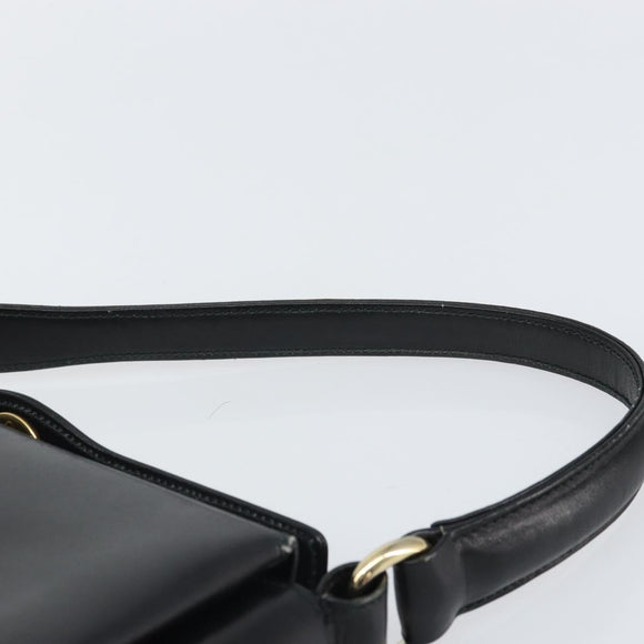 GUCCI Handtasche Leder Schwarz Gold Auth 168499