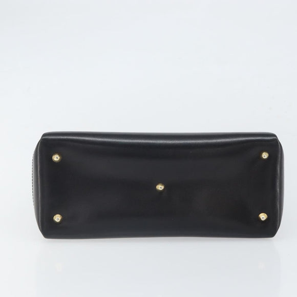 GUCCI Handtasche Leder Schwarz Gold Auth 168499