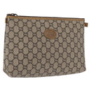 GUCCI GG Plus Supreme Pouch PVC Beige 07198 Auth 168504-1