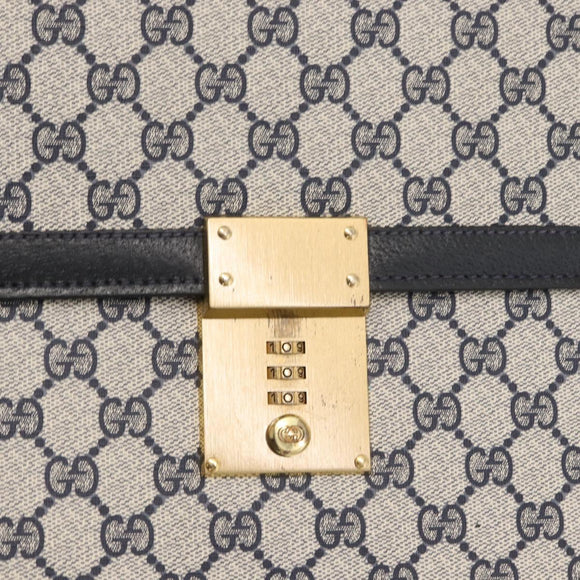 GUCCI GG Supreme Business Bag PVC Navy Gold 904 20 002 Auth 168514