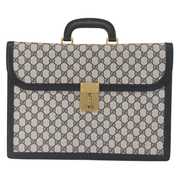 GUCCI GG Supreme Business Bag PVC Navy Gold 904 20 002 Auth 168514