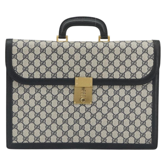GUCCI GG Supreme Aktentasche PVC Navy Gold 904 20 002 Auth 168514