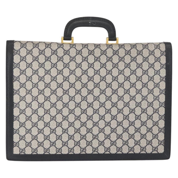 GUCCI GG Supreme Business Bag PVC Navy Gold 904 20 002 Auth 168514