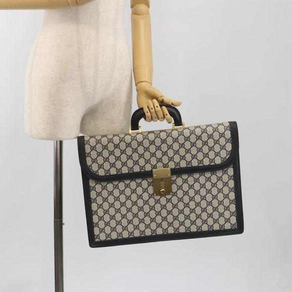 GUCCI GG Supreme Aktentasche PVC Navy Gold 904 20 002 Auth 168514