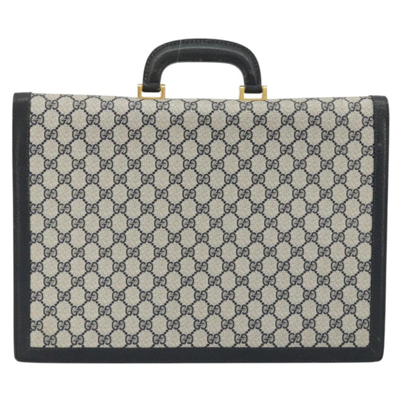 GUCCI GG Supreme Aktentasche PVC Navy Gold 904 20 002 Auth 168514