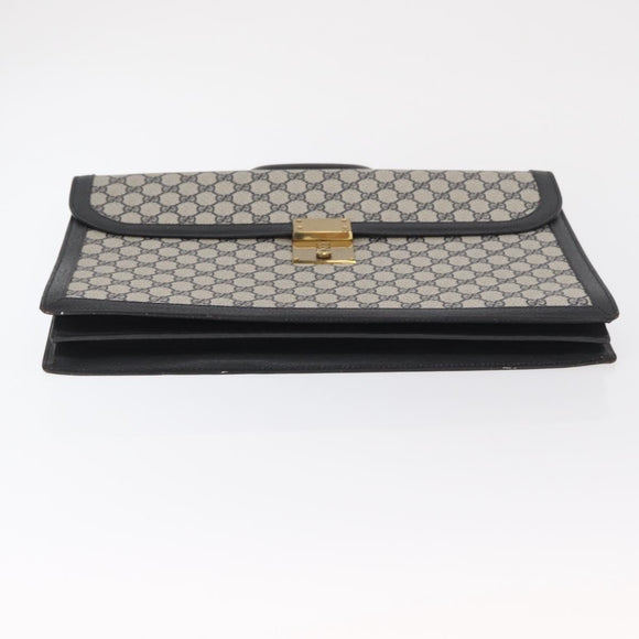 GUCCI GG Supreme Business Bag PVC Navy Gold 904 20 002 Auth 168514