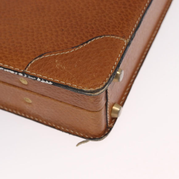 LOEWE Attache case Hand Bag Leather Brown Gold Auth 168515