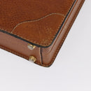 LOEWE Attache case Hand Bag Leather Brown Gold Auth 168515-15