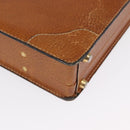 LOEWE Attache case Hand Bag Leather Brown Gold Auth 168515-16