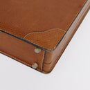 LOEWE Attache case Hand Bag Leather Brown Gold Auth 168515-17