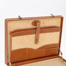 LOEWE Attache case Hand Bag Leather Brown Gold Auth 168515-9