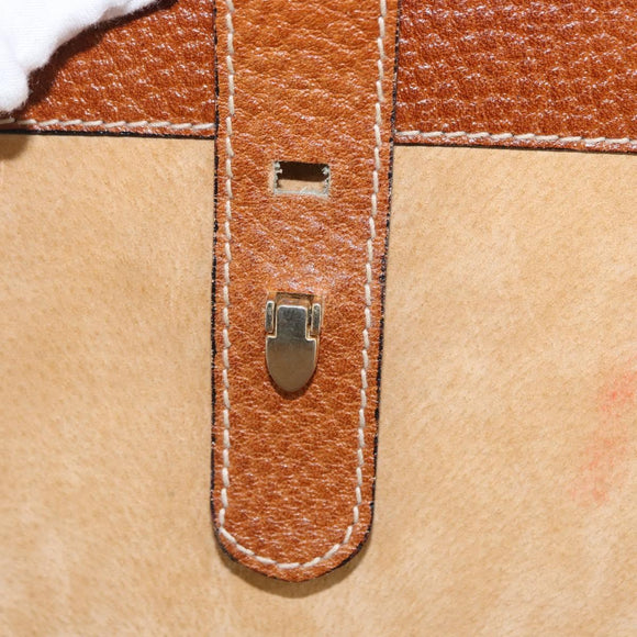 LOEWE Attache case Hand Bag Leather Brown Gold Auth 168515