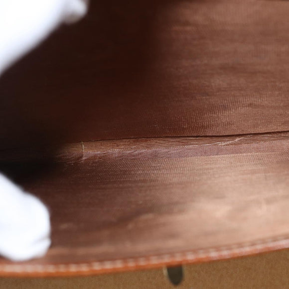 LOEWE Attache case Hand Bag Leather Brown Gold Auth 168515