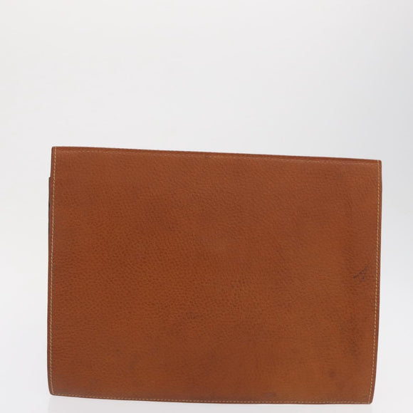 LOEWE Attache case Hand Bag Leather Brown Gold Auth 168515