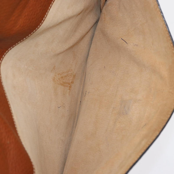 LOEWE Attache case Hand Bag Leather Brown Gold Auth 168515